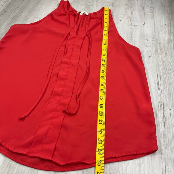 Monteau Sleeveless V-Neck Tassle Tie Pleated Front Flowy Blouse Large - Picture 6 of 6